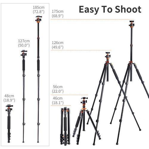 K&F Concept Tripod SA254M2 Aluminum Tripod with Monopod _TP