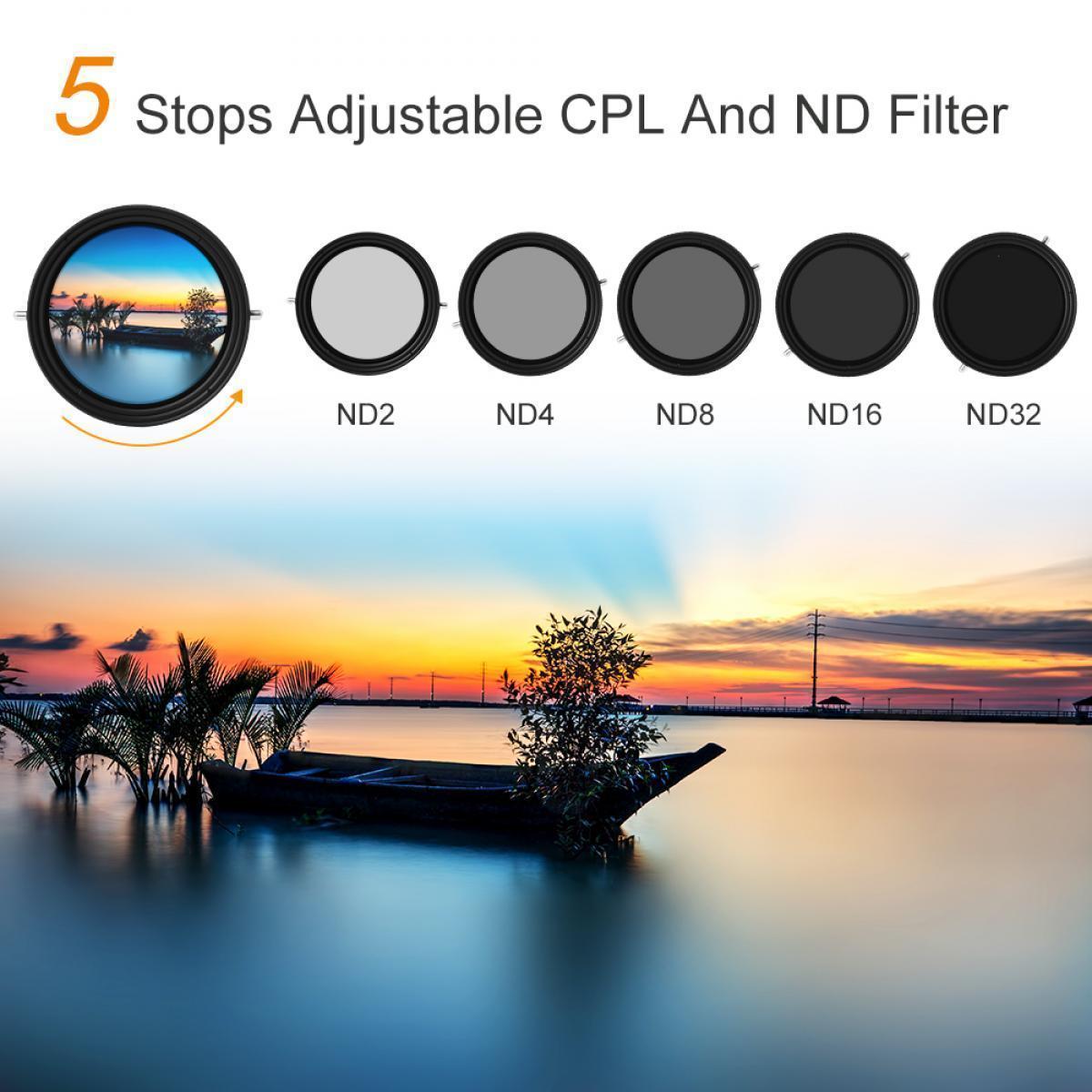 K&F FILTER CPL VARIABLE ND2-32 NANO-L 58MM_TP