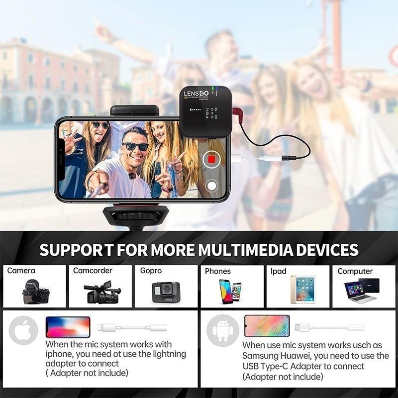 LENSGO LAVALIER WIRELESS MICROPHONE 2.4G 348C 1V1 B_TP