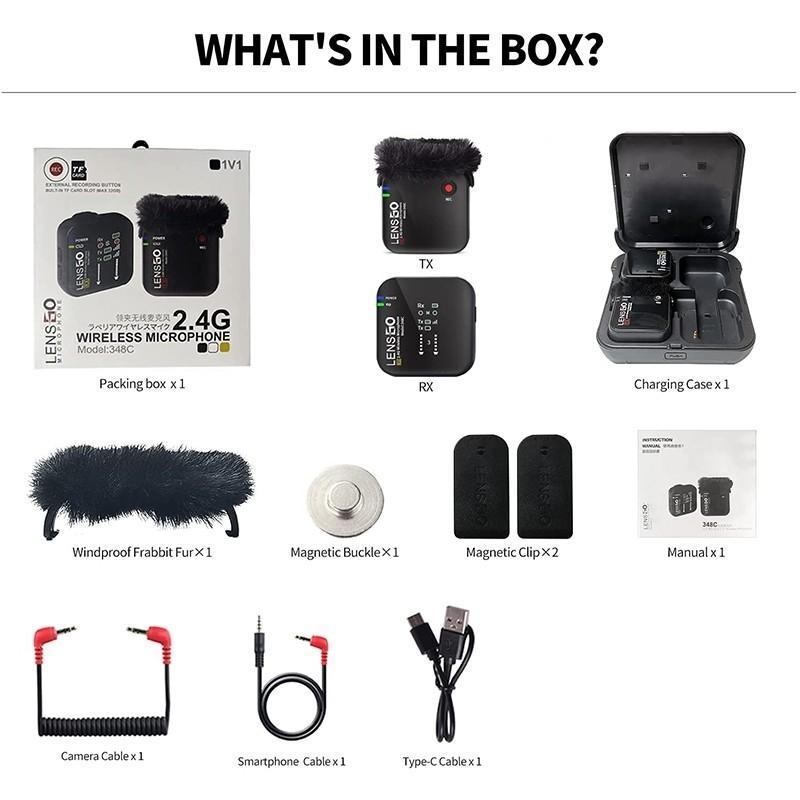 LENSGO LAVALIER WIRELESS MICROPHONE 2.4G 348C 1V1 B_TP
