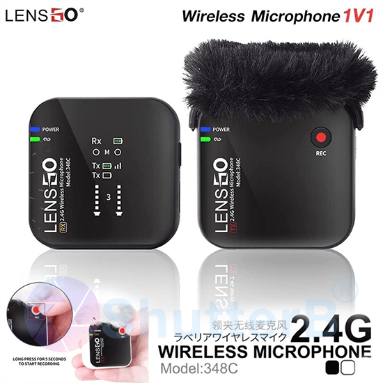 LENSGO LAVALIER WIRELESS MICROPHONE 2.4G 348C 1V1