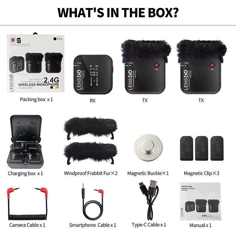 LENSGO LAVALIER WIRELESS MICROPHONE 2.4G 348C 1V2 B_TP