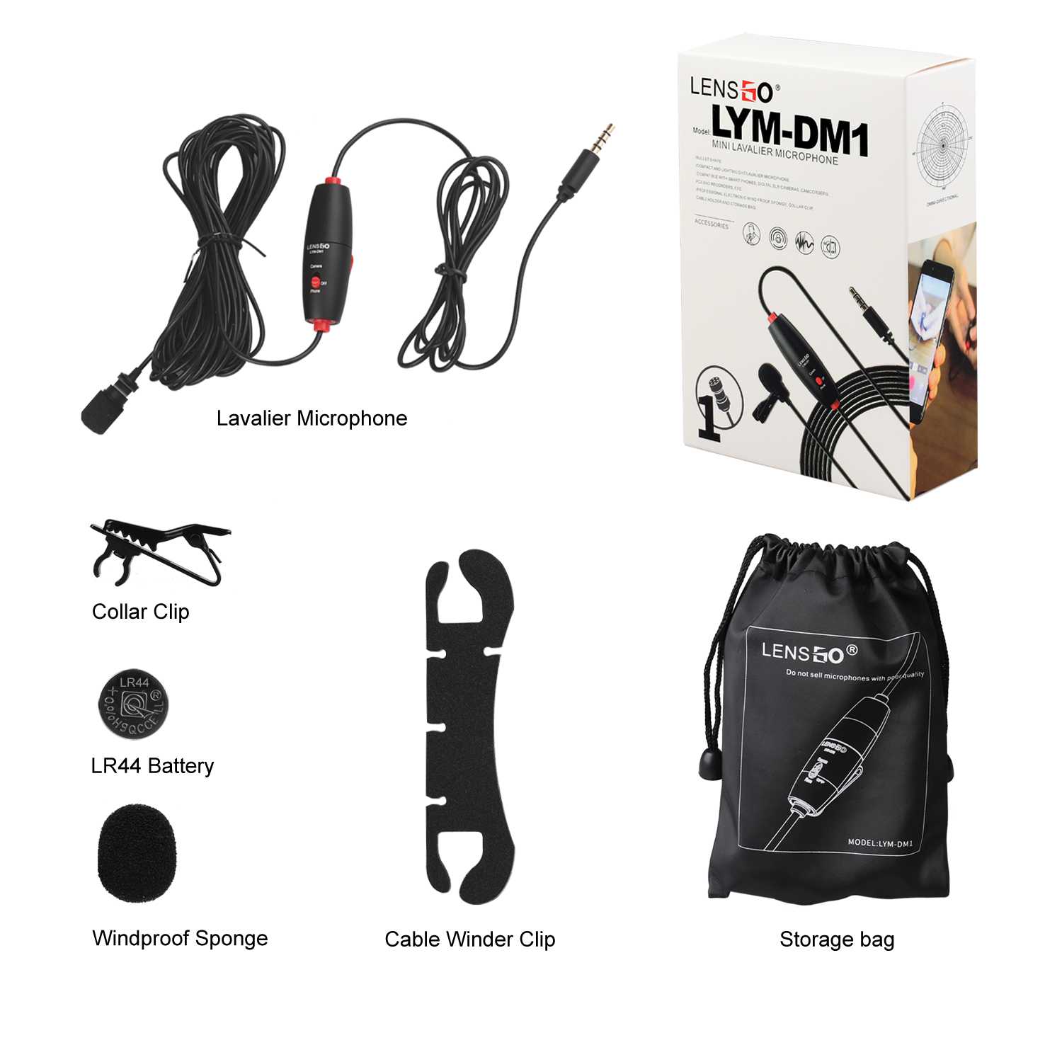 LYNCA LENSGO LYM-DM1 Mini Lavalier Microphone For Camera-Smartphone_TP