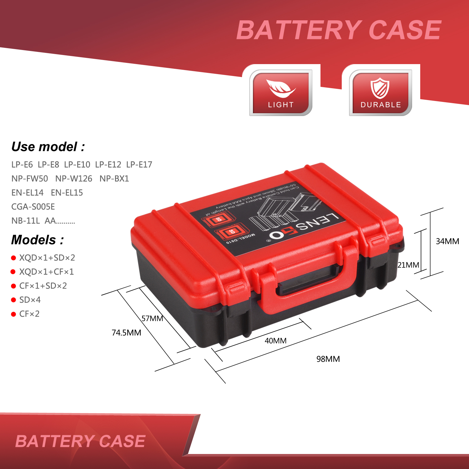 กล่องใส่การ์ด LENSGO D810 MINI BATTERY 4SD CASE_TP